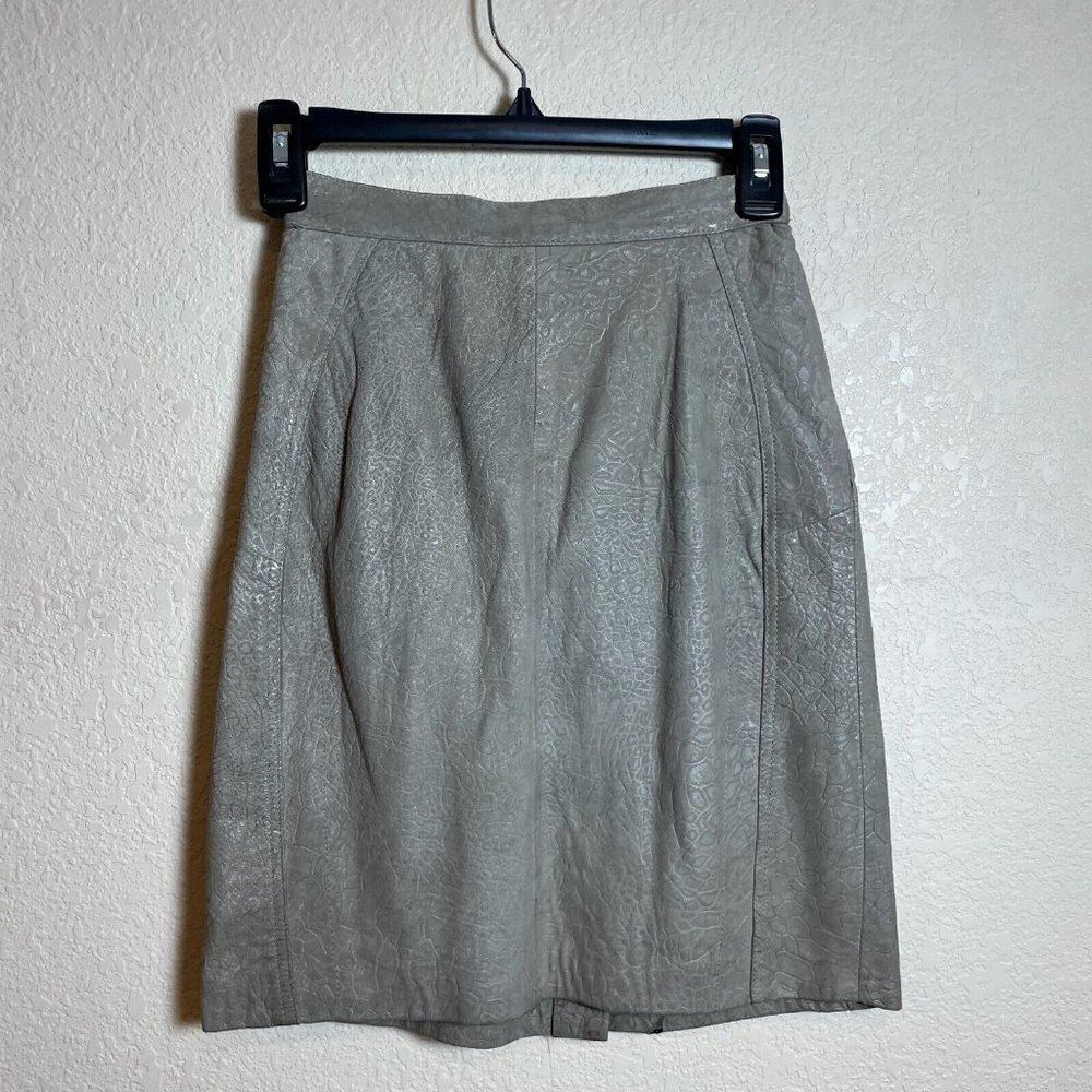 Vintage Alberto A-line Skirt Womens Size‎ 26 Gray Designed Leather Lined 90s